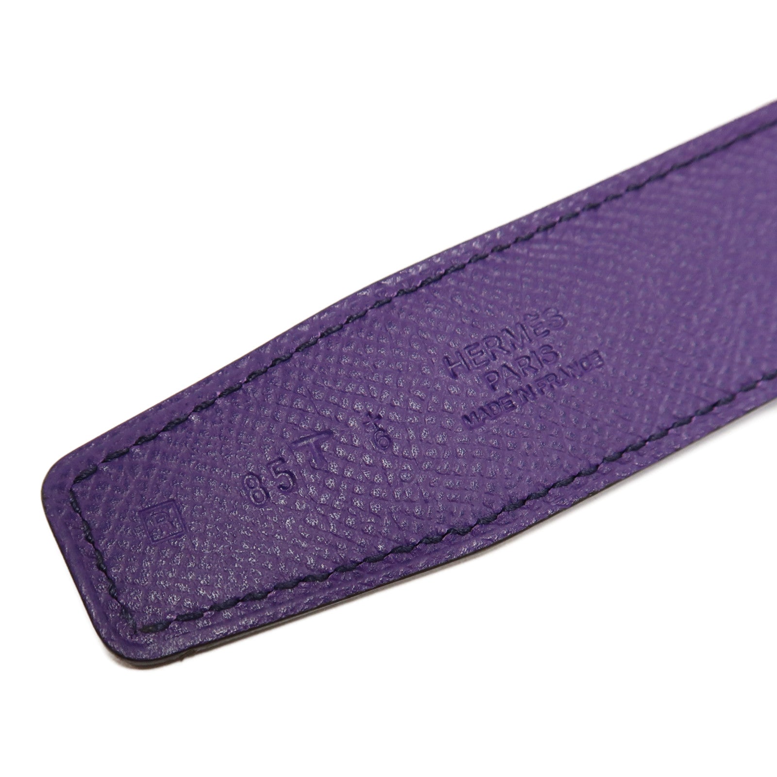 HERMES Epsom皮革H Belt 85Cm金扣皮帶紫色/紫色