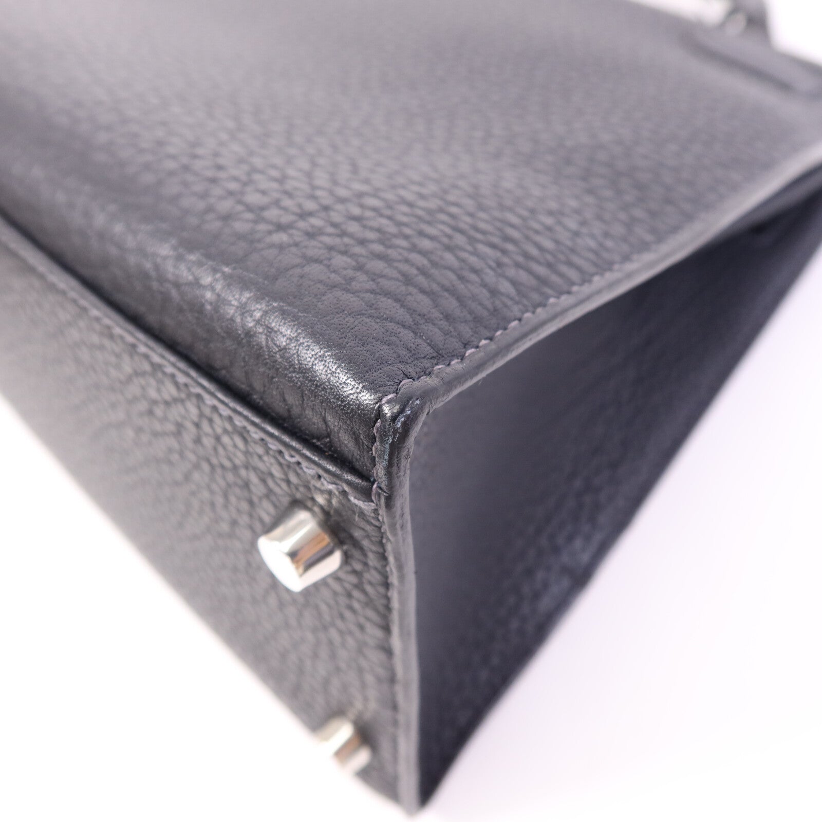 HERMES Fjord皮革Kelly 32銀扣手挽肩背兩用袋Navy