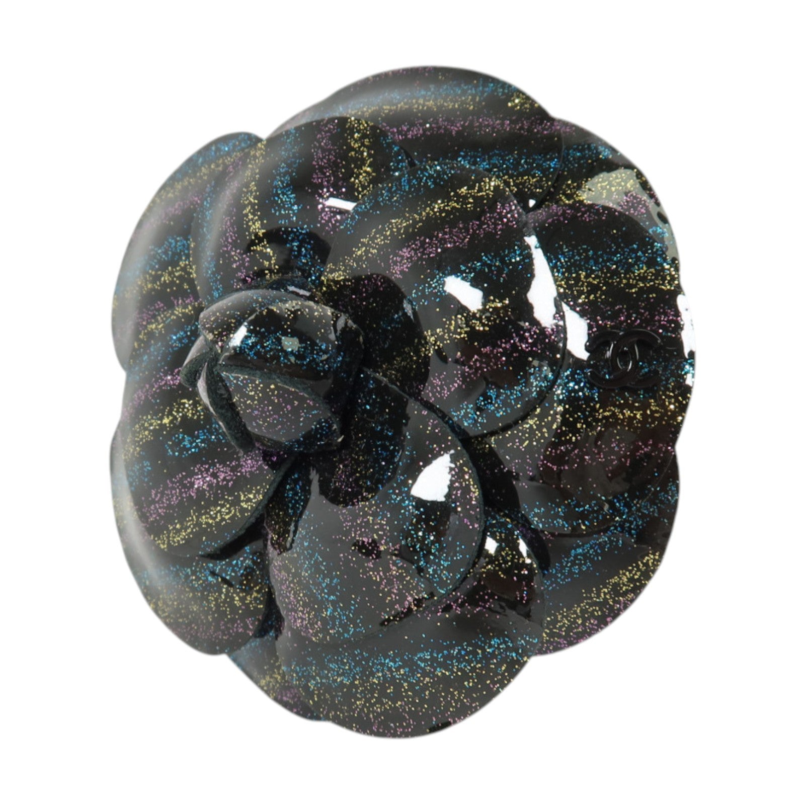 CHANEL 漆皮皮革Brooch銀扣胸針