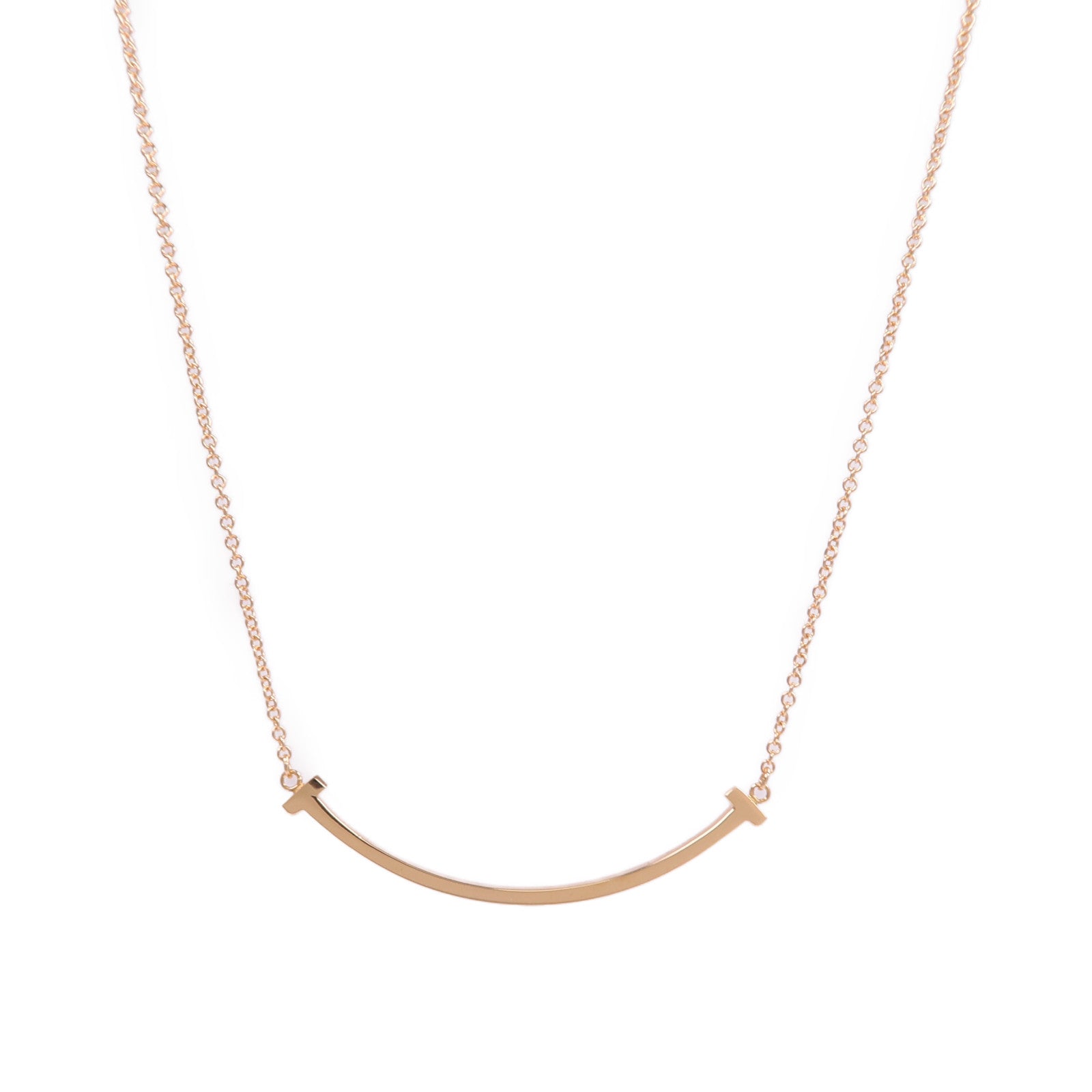 TIFFANY＆CO 18K玫瑰金T Smile Necklace項鍊