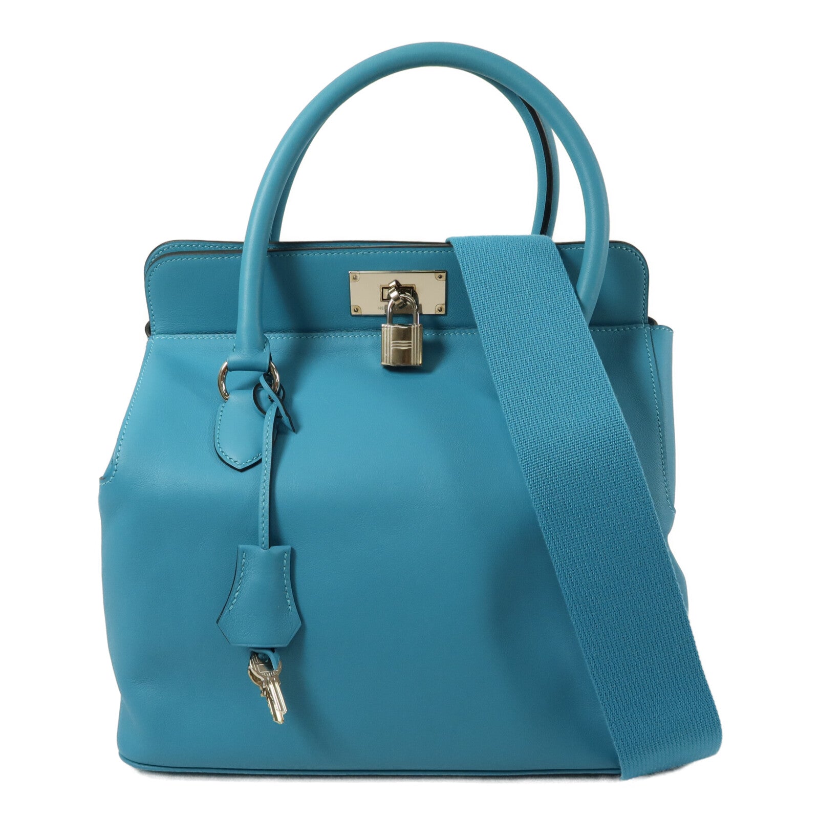 HERMES Swift皮革Toolbox 26手挽肩背兩用袋Turquoise