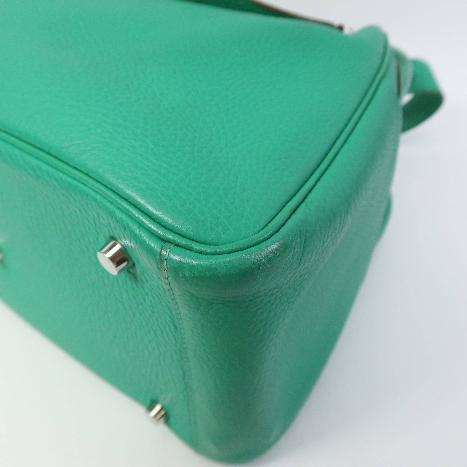 HERMES Clemence皮革Lindy 30銀扣手挽肩背兩用袋Bamboo