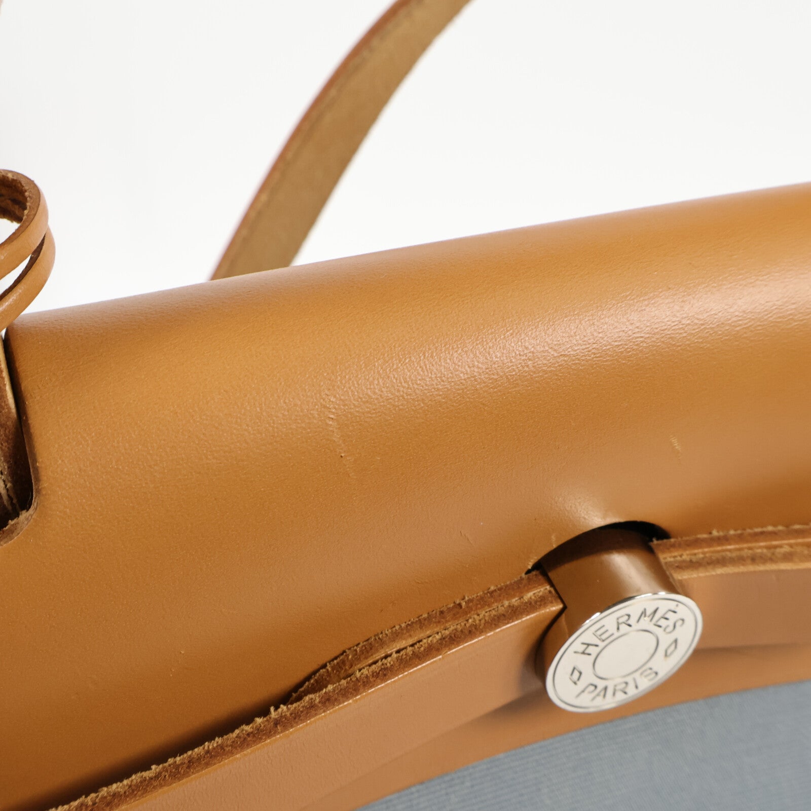 HERMES 帆布Herbag PM手挽肩背兩用袋Blue Lin/Naturel