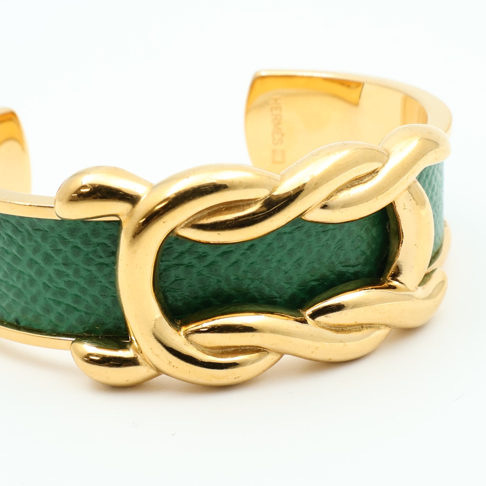 HERMES Epsom皮革Vintage Knot Bangle金屬手鐲
