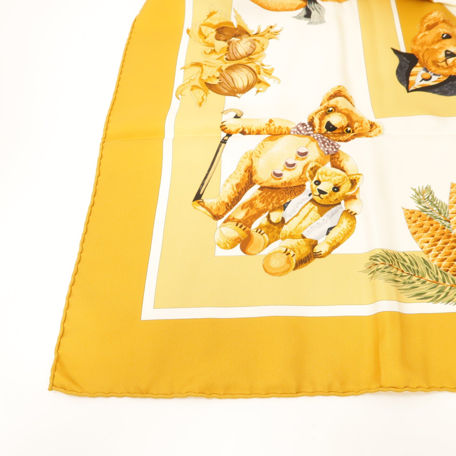 HERMES 【激減優惠】絲質Scarf絲巾棕色/白色