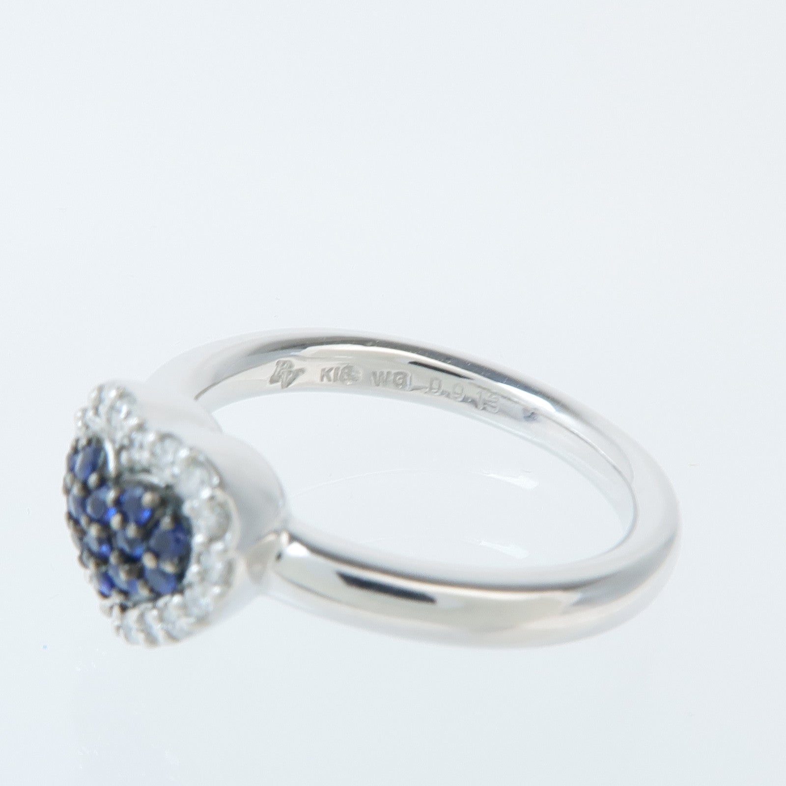 Ponte Vecchio 18K白金Sapphire Diamond Ring藍寶石/鑽石戒指US#5.75