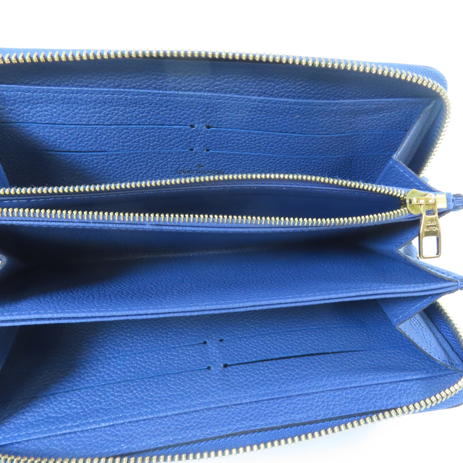LOUIS VUITTON 【激減優惠】Monogram Empreinte Zipper Long Wallet 金扣L形拉藍色鍊長錢包