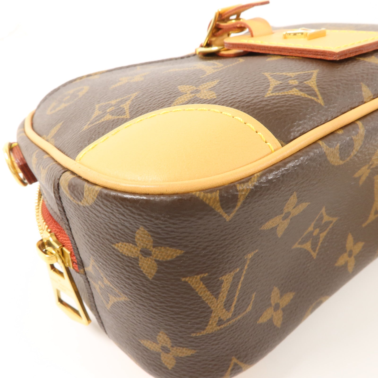 LOUIS VUITTON Monogram Deauville Mini金扣肩背袋棕色