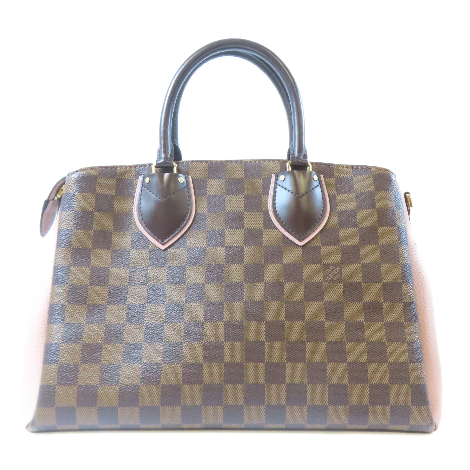 LOUIS VUITTON 【激減優惠】Damier Ebene Normandy金扣手挽肩背兩用袋啡色/粉紅色