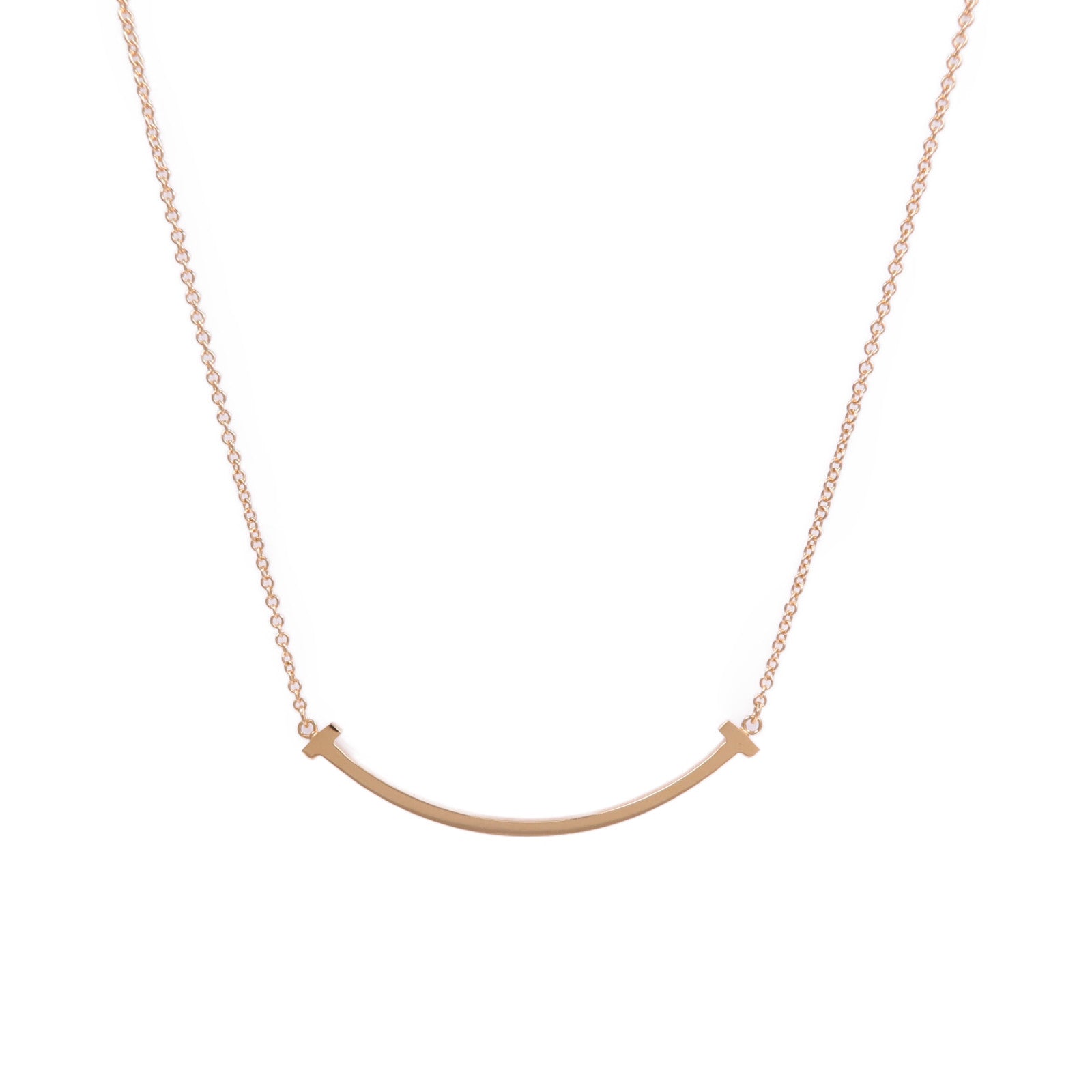 TIFFANY＆CO 18K玫瑰金T Smile Necklace項鍊