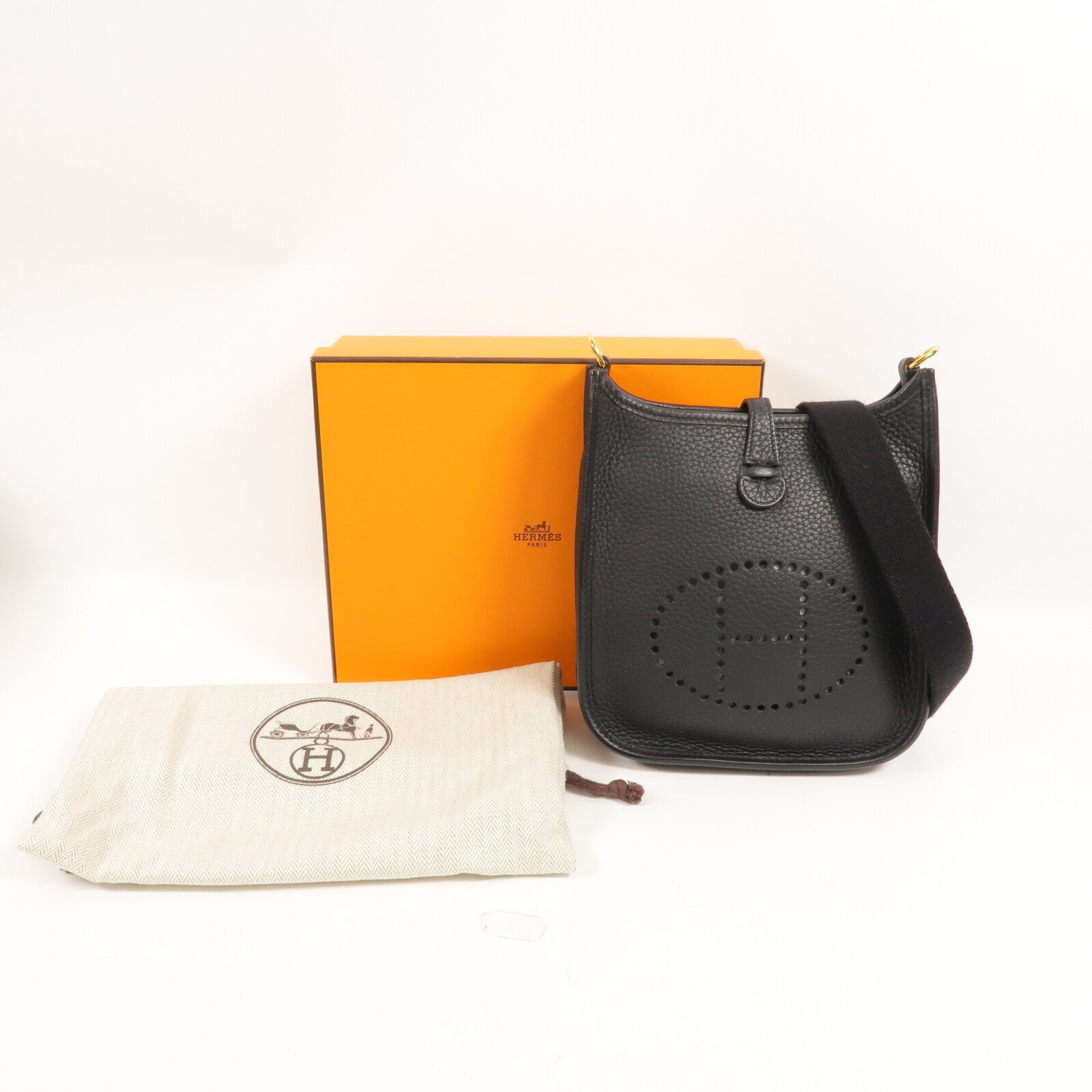 HERMES Clemence皮革Evelyne TPM肩背袋Noir
