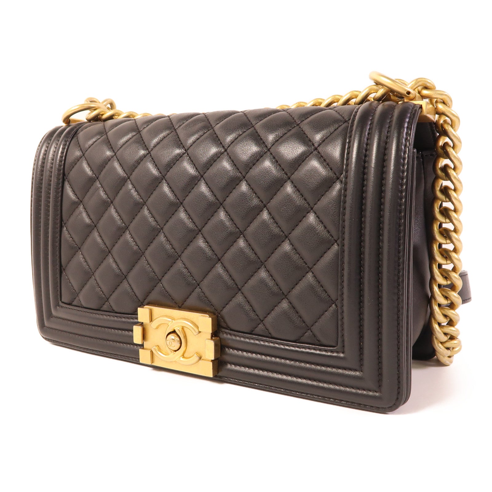 CHANEL 【激減優惠】羊皮皮革Boy 25金扣鏈帶肩背袋