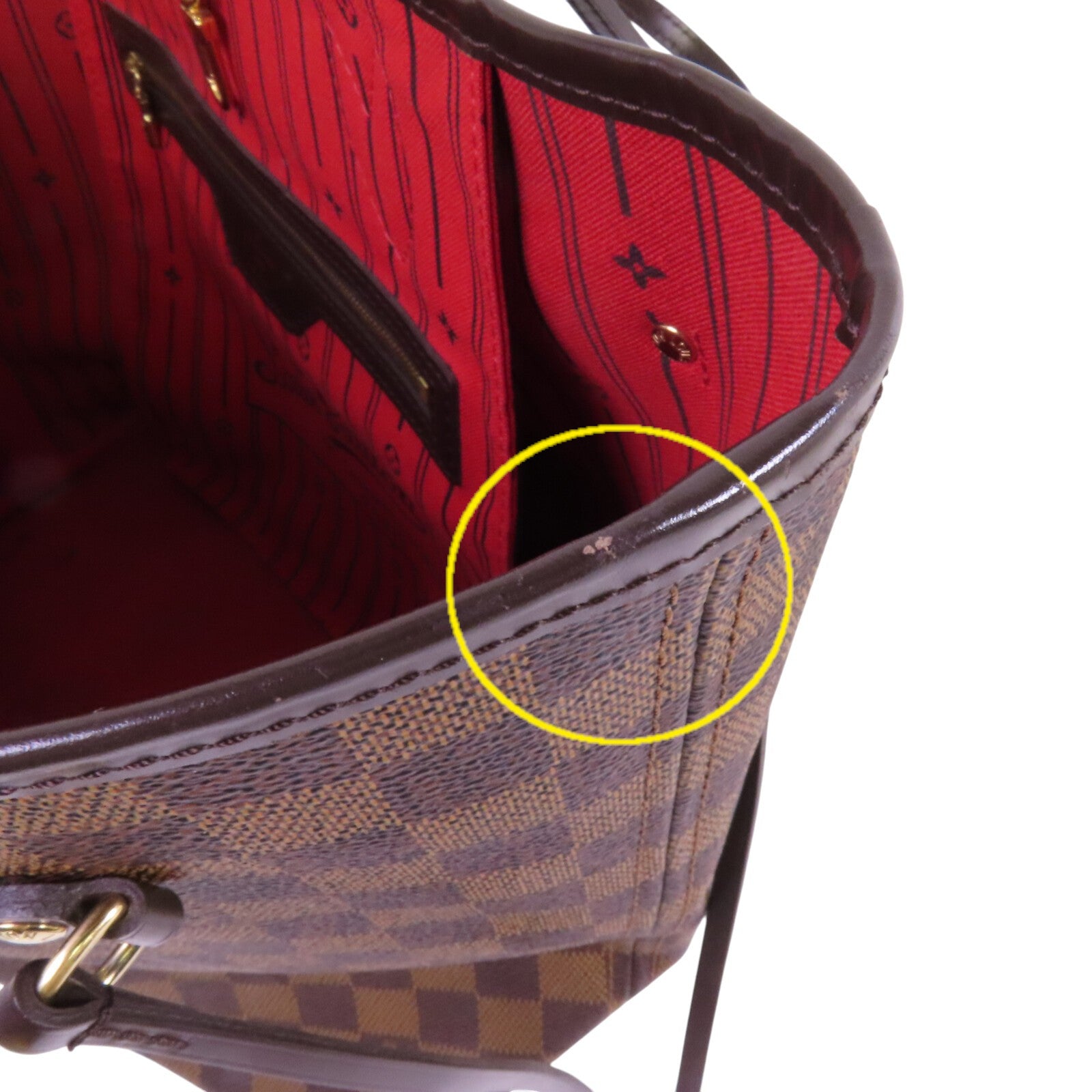 LOUIS VUITTON Damier Ebene Neverfull MM金扣肩背袋