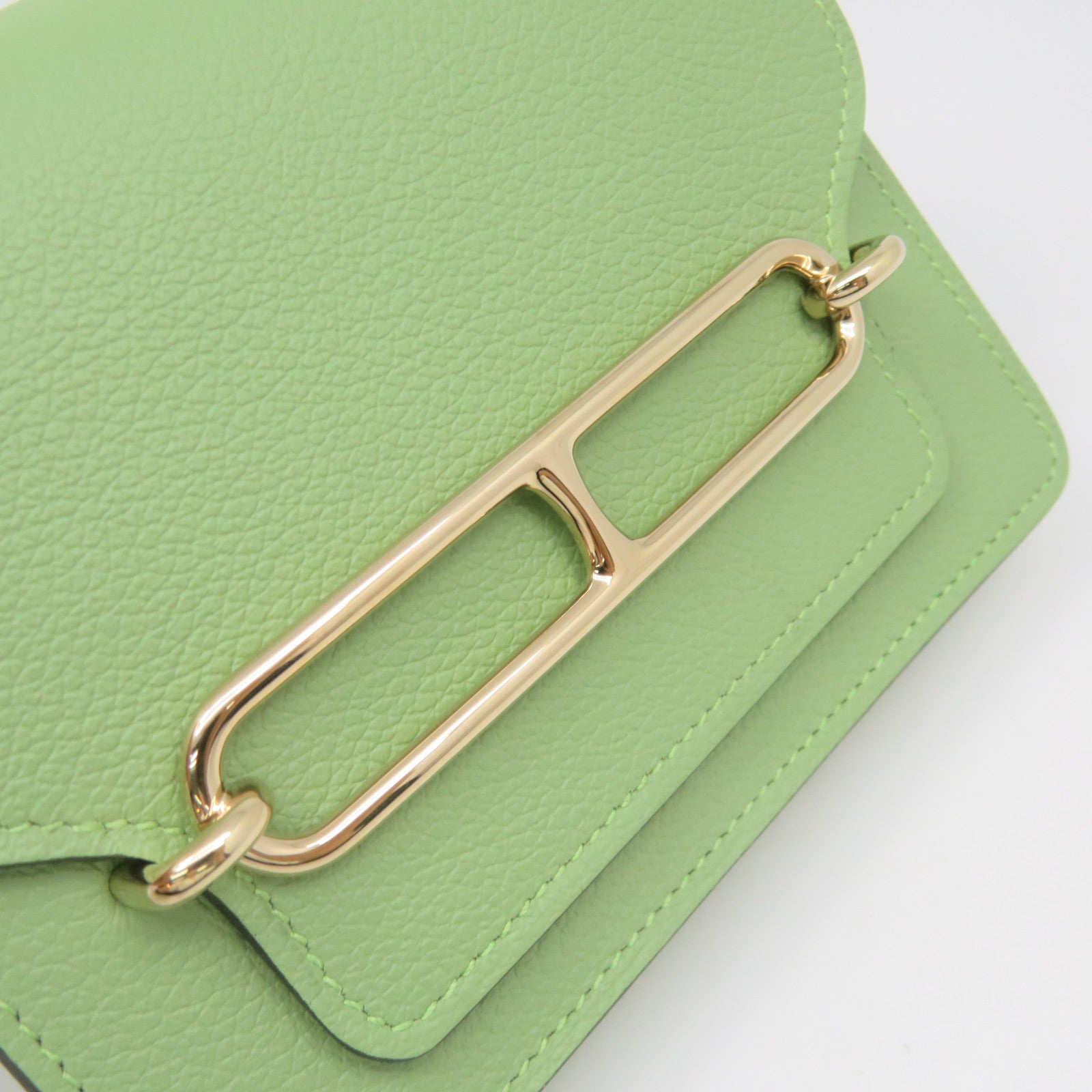 HERMES 【激減優惠】Evercolour皮革Roulis Slim Wallet金扣短錢包Vert Criquet淺綠色