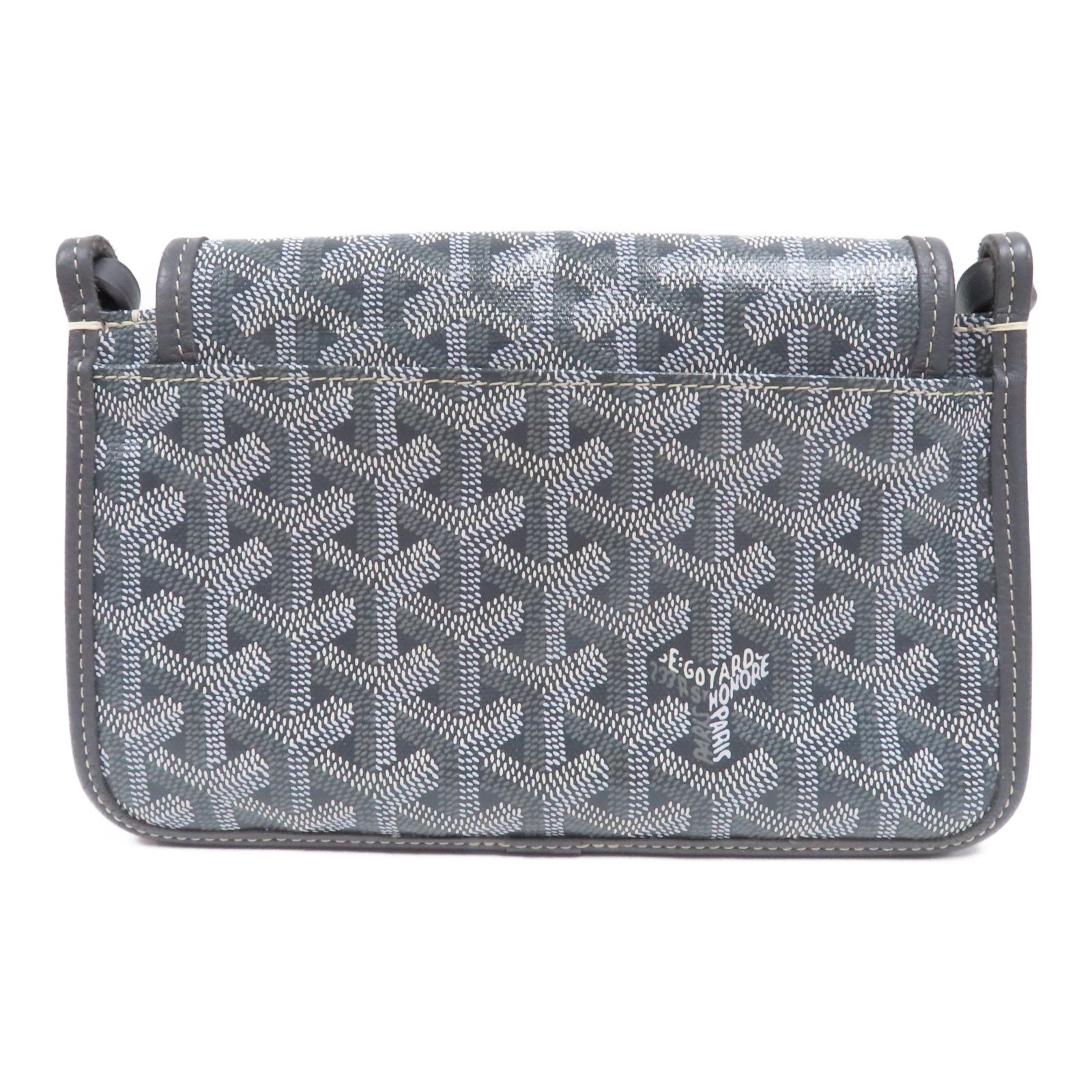 GOYARD 塗層帆布Plumet Pocket Wallet銀扣肩背袋灰色