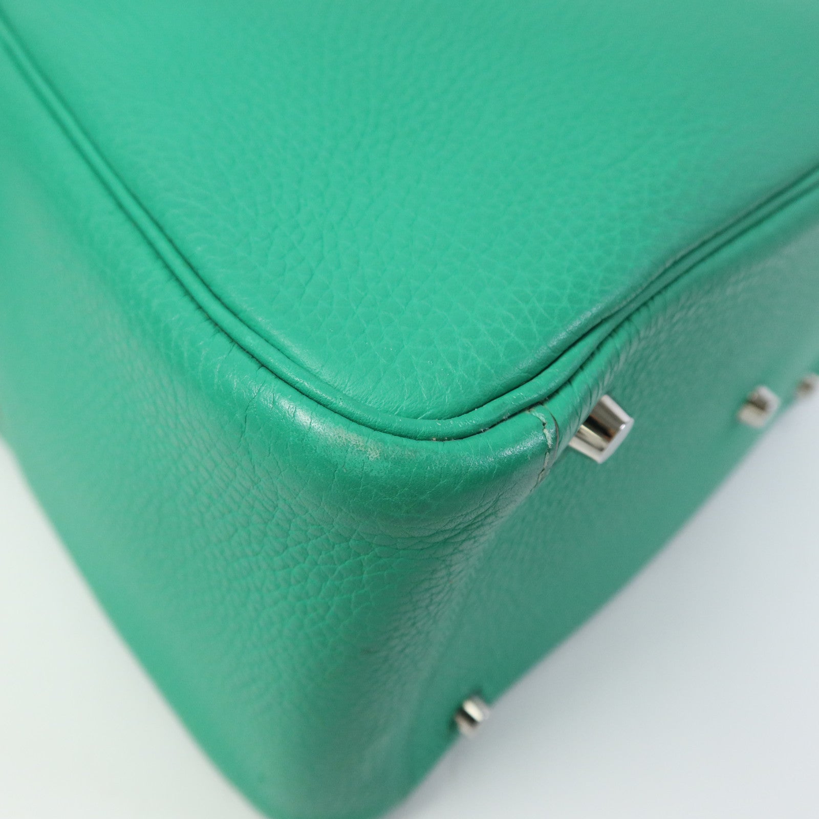 HERMES Clemence皮革Lindy 30銀扣手挽肩背兩用袋Bamboo