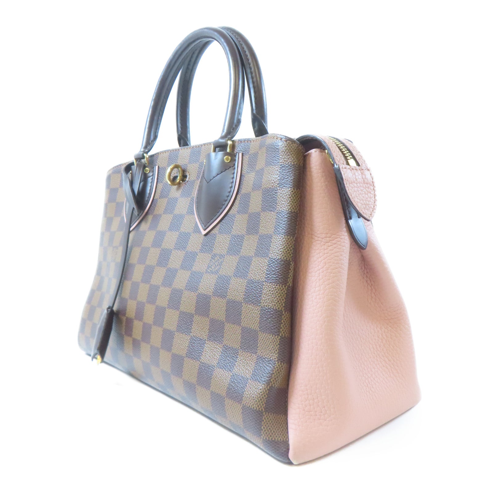LOUIS VUITTON 【激減優惠】Damier Ebene Normandy金扣手挽肩背兩用袋啡色/粉紅色