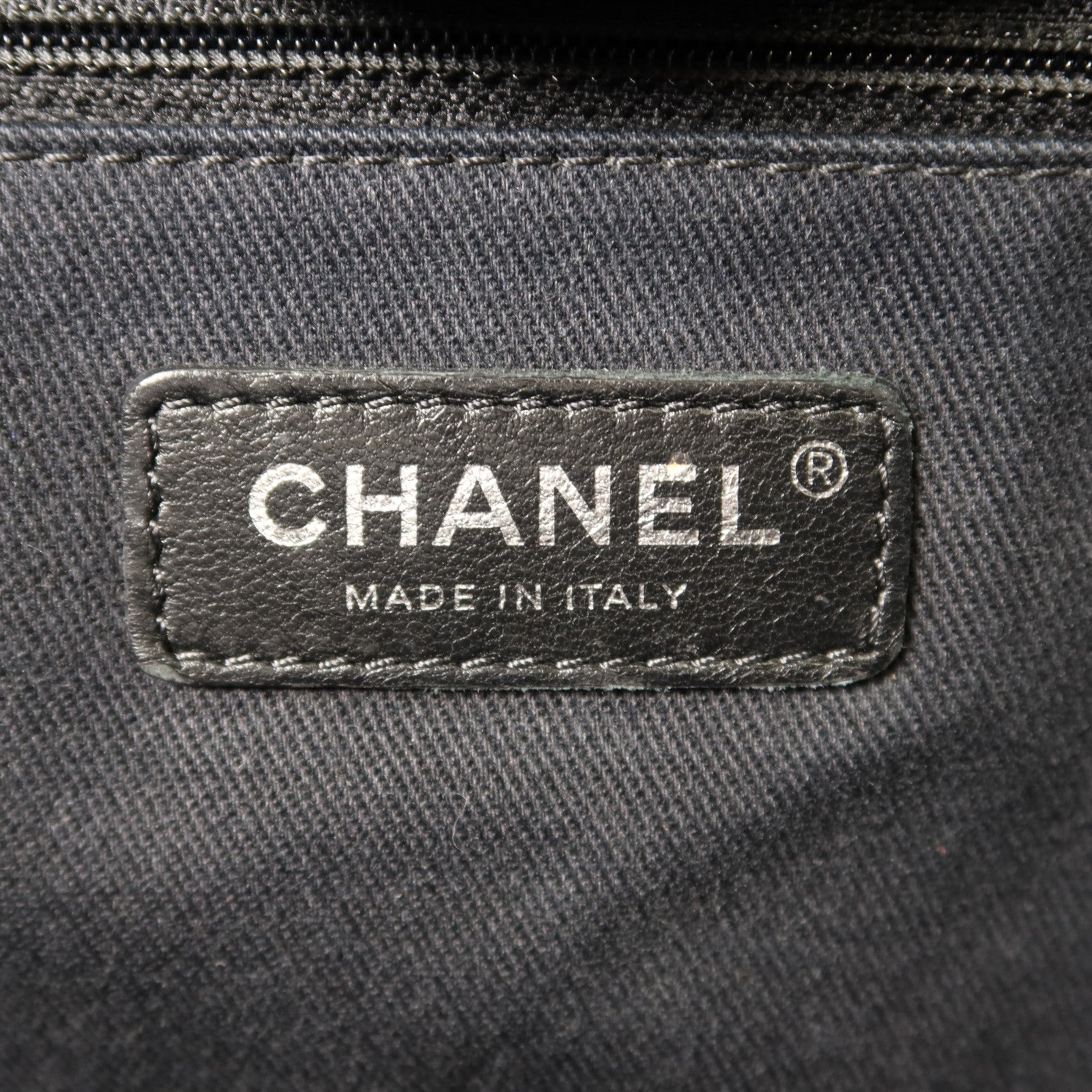 CHANEL 帆布Deauville Tote Bag銀扣手挽肩背兩用袋