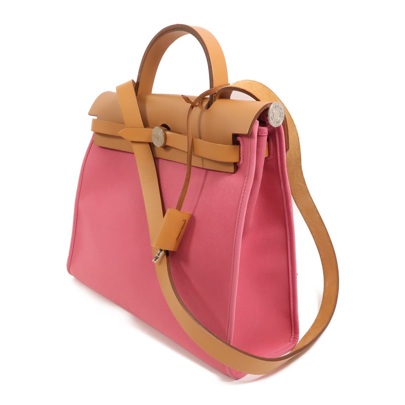 HERMES 帆布Herbag PM手挽肩背兩用袋Rose Hortensia