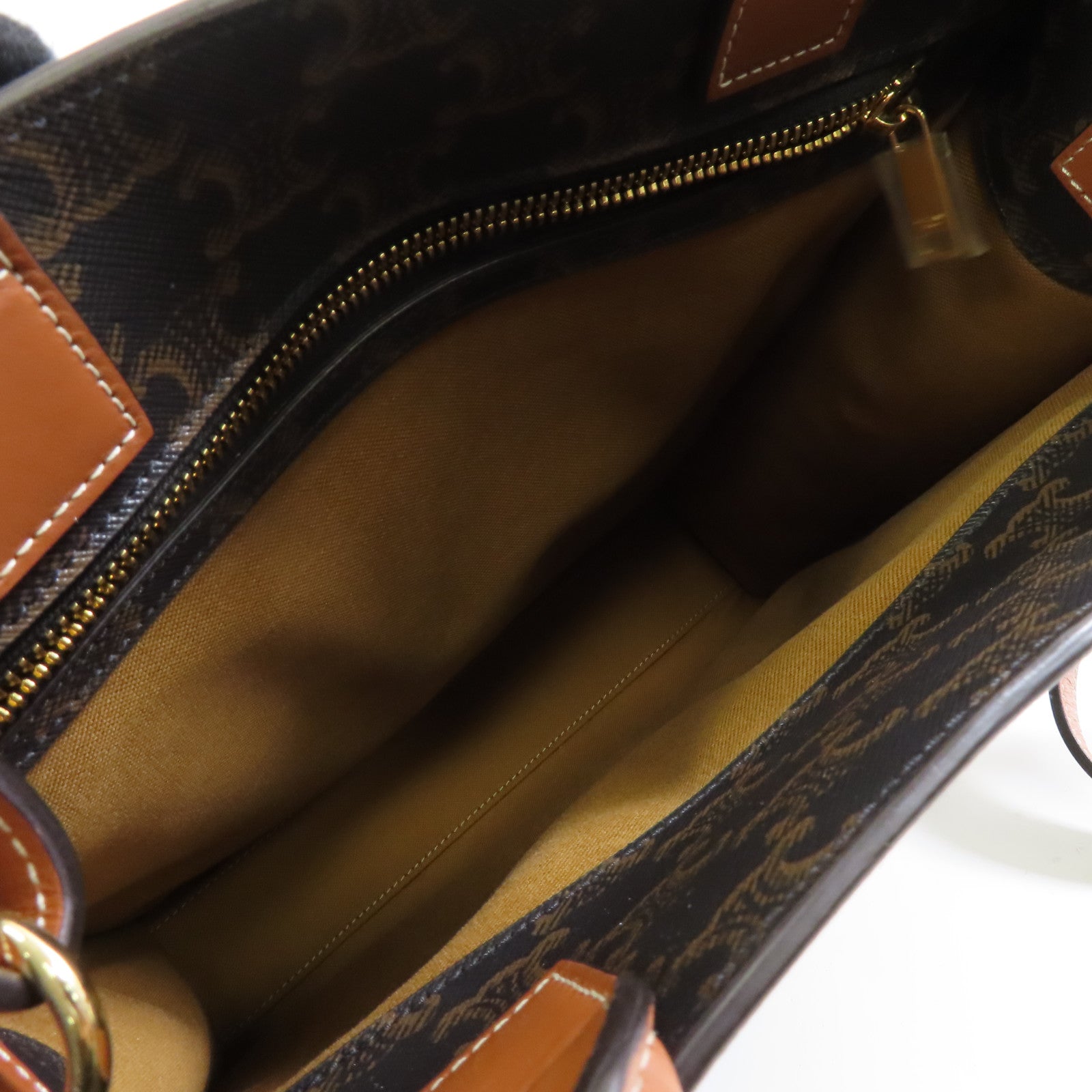 CELINE 塗層帆布Small Cabas Vertical Triomphe金扣肩背袋啡色