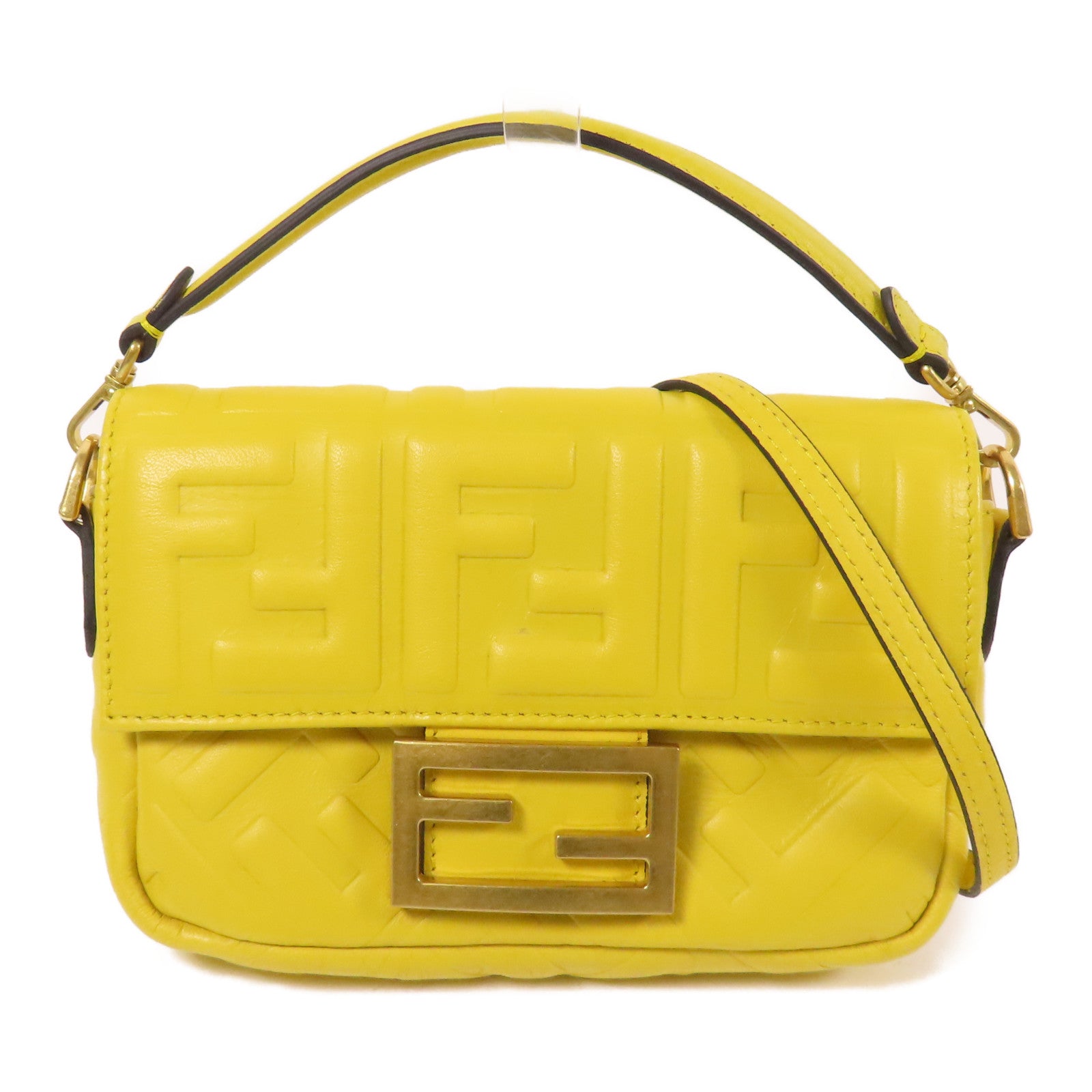 FENDI 牛皮皮革Baguette Mini金扣手挽肩背兩用袋