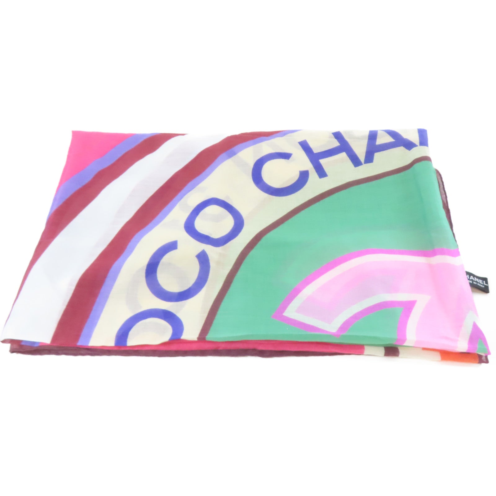 CHANEL 布料Scarf絲巾粉紅色/橙色/綠色