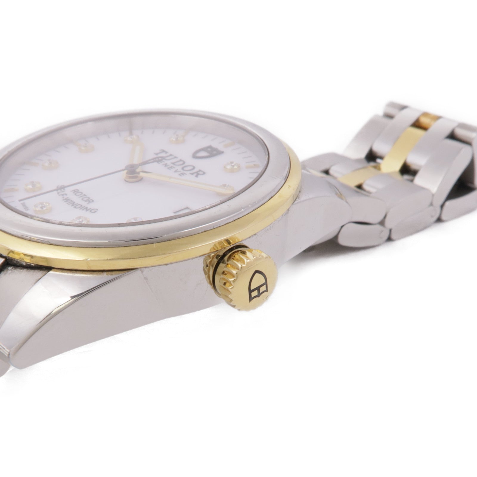 TUDOR Gramour Date Automatic Watch 55003 18K Yellow Gold Stainless Steel Diamond