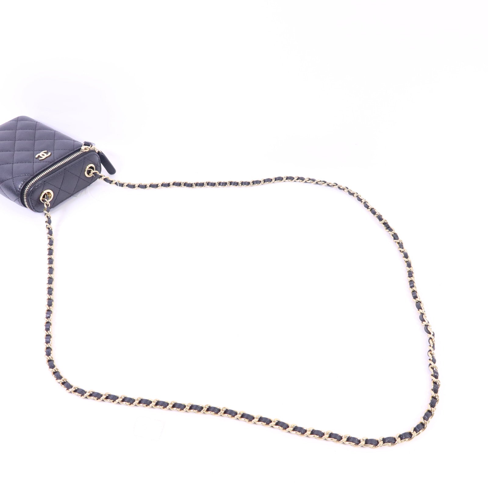 CHANEL 牛皮皮革Chain Shoulder金扣鏈帶肩背袋