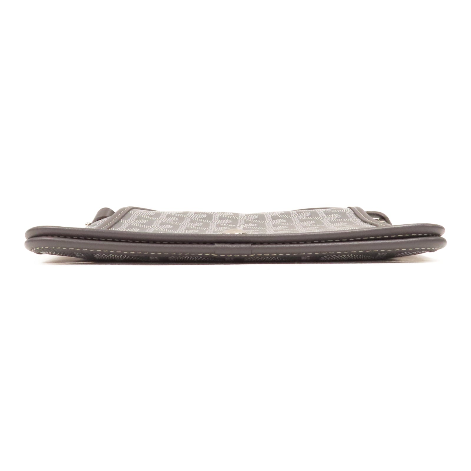 GOYARD 塗層帆布Plumet Pocket Wallet銀扣肩背袋灰色