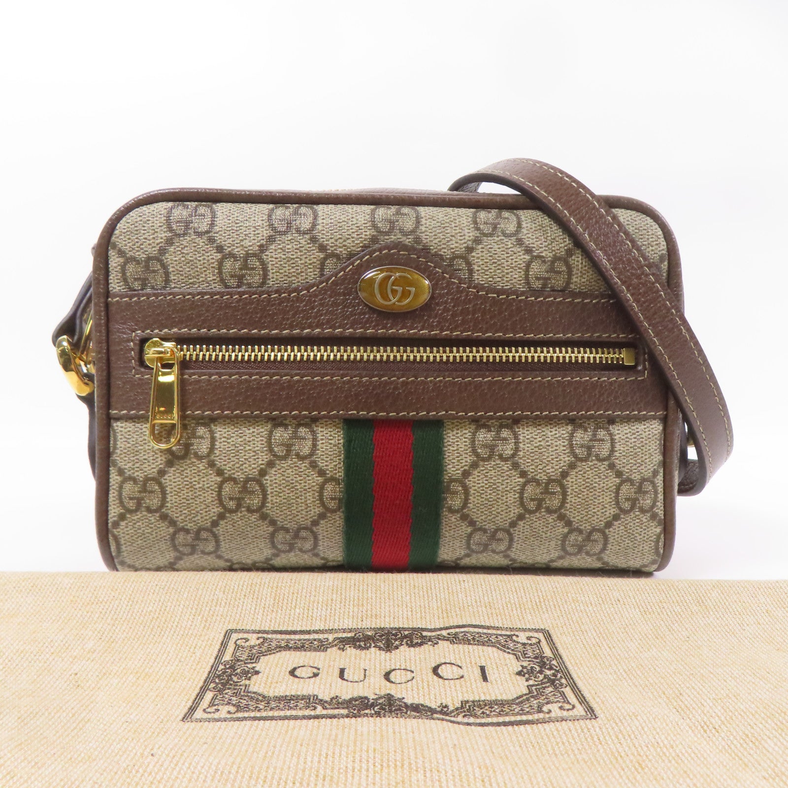 GUCCI 塗層帆布Ophidia Mini金扣肩背袋