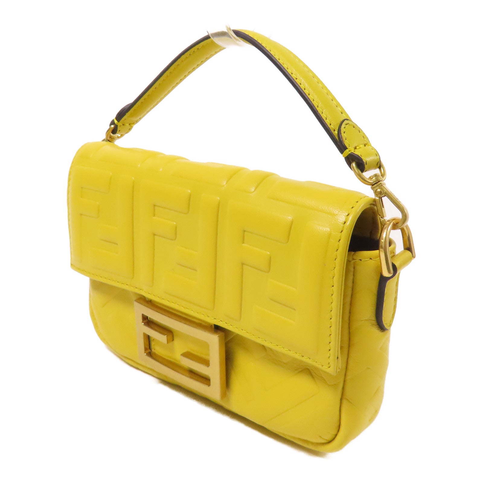 FENDI 牛皮皮革Baguette Mini金扣手挽肩背兩用袋