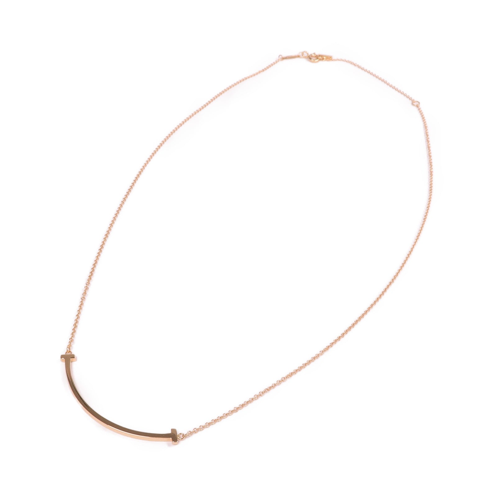TIFFANY＆CO 18K玫瑰金T Smile Necklace項鍊