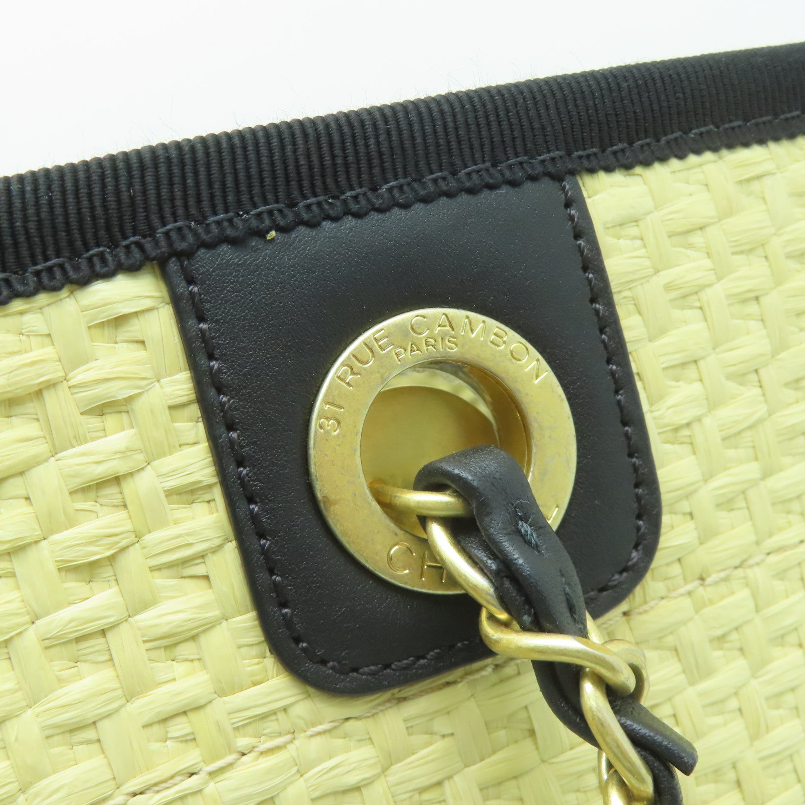 CHANEL 【激減優惠】斜紋軟呢Chanel Deauville金扣鏈帶肩背袋米色