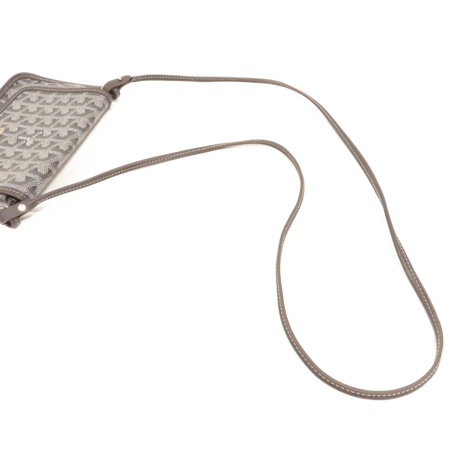 GOYARD 塗層帆布Plumet Pocket Wallet銀扣肩背袋灰色