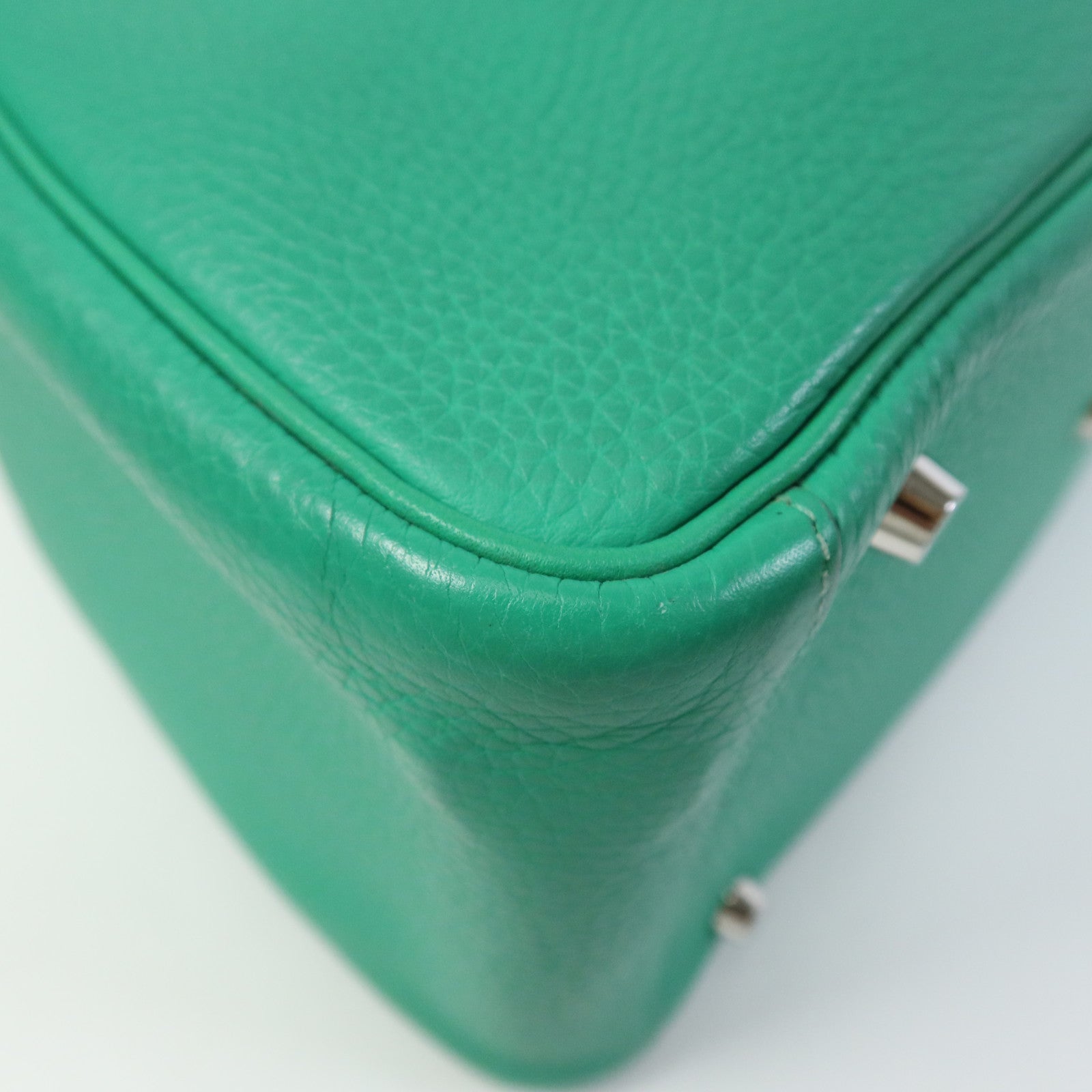 HERMES Clemence皮革Lindy 30銀扣手挽肩背兩用袋Bamboo