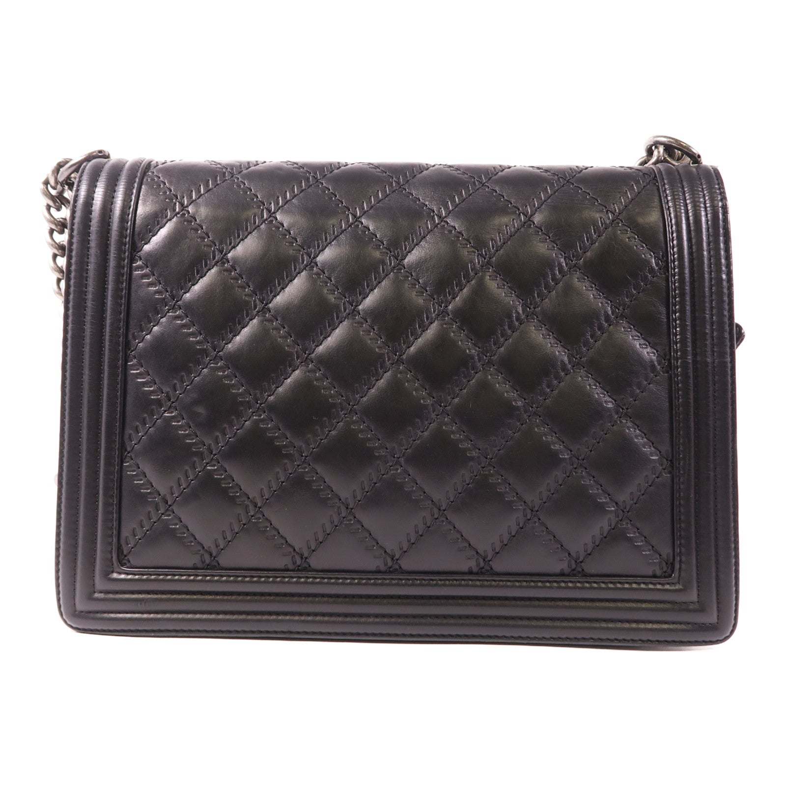 CHANEL 牛皮皮革Boy 30銀扣肩背袋