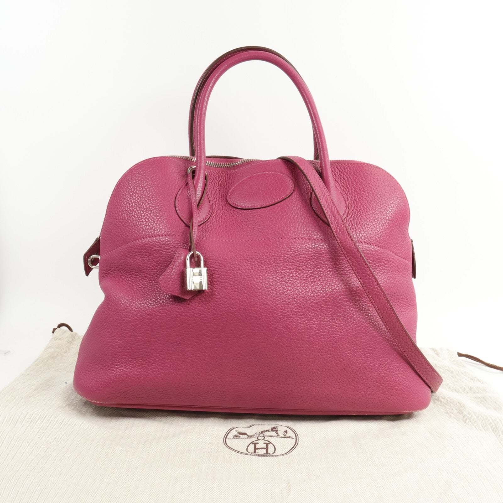 HERMES Togo皮革Bolide 35手挽肩背兩用袋Rose Pourpre