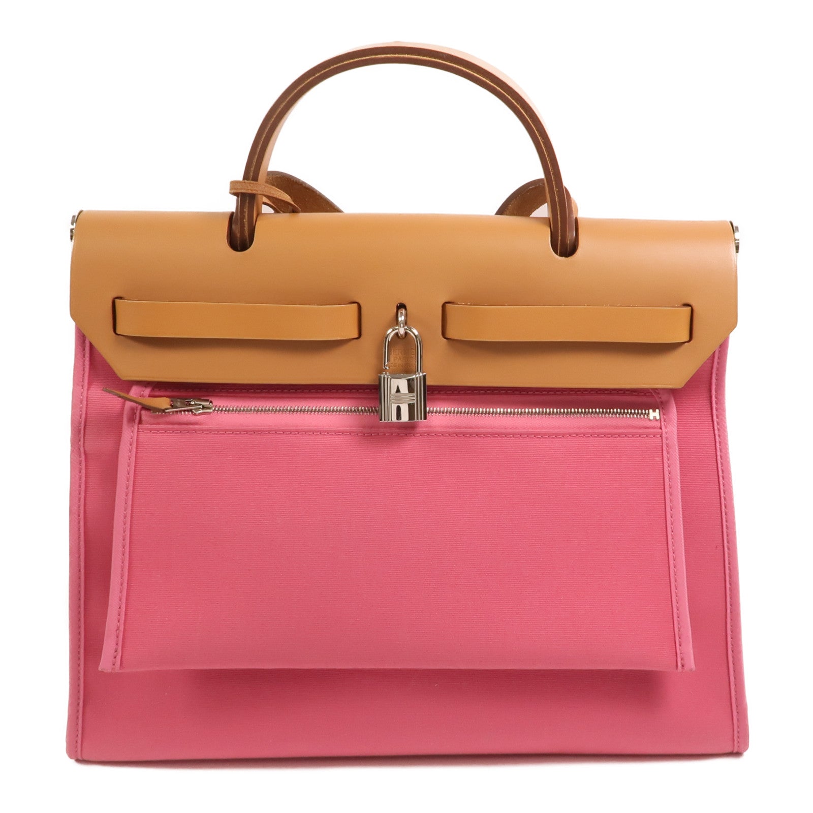 HERMES 帆布Herbag PM手挽肩背兩用袋Rose Hortensia