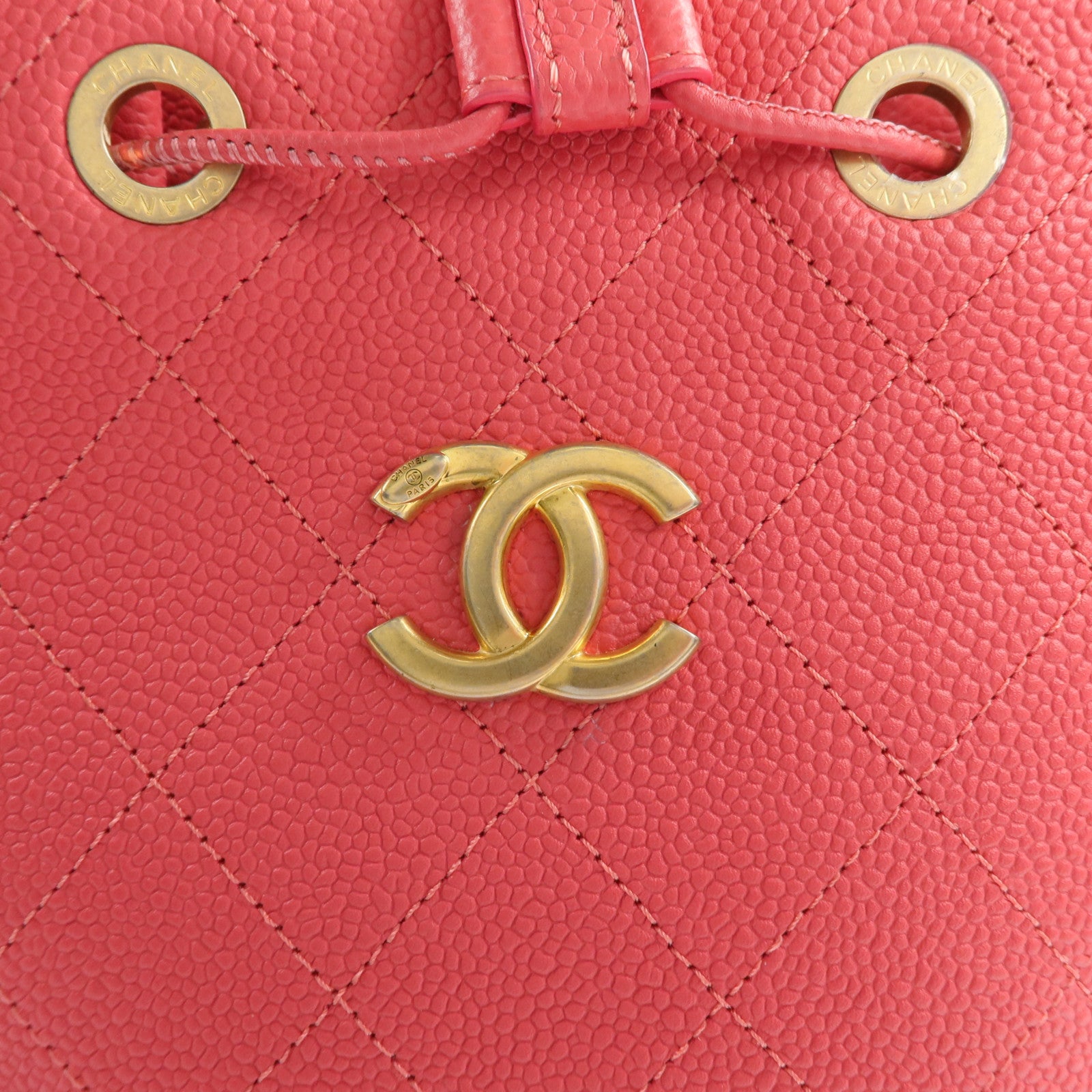 CHANEL 【激減優惠】牛皮皮革Bolsa CC Drawstring金扣手挽肩背兩用袋