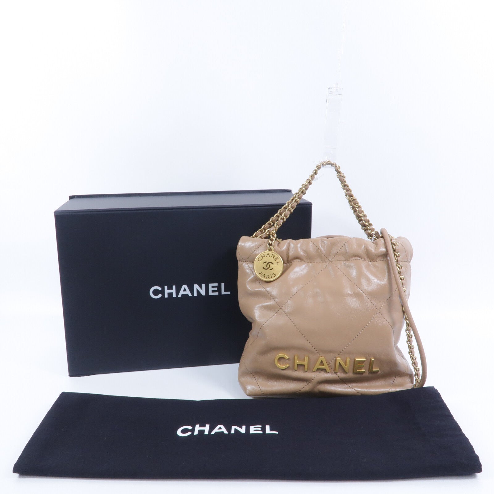 CHANEL 牛皮皮革Chanel 22 Mini鏈帶肩背袋