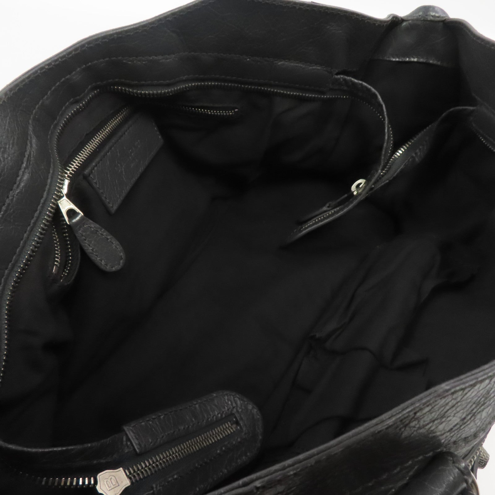 BALENCIAGA 牛皮皮革Giant Part Time銀扣手挽肩背兩用袋灰色