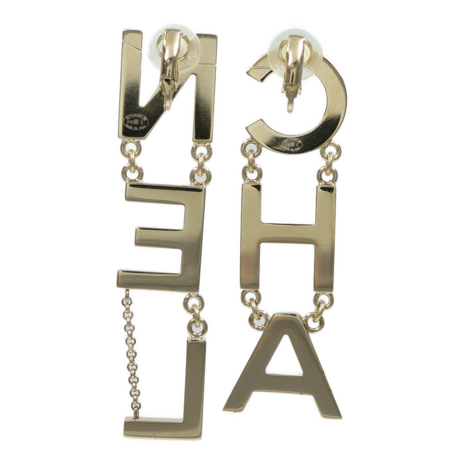 CHANEL 金屬CHA-NEL Logo Letter Drop Earrings耳環