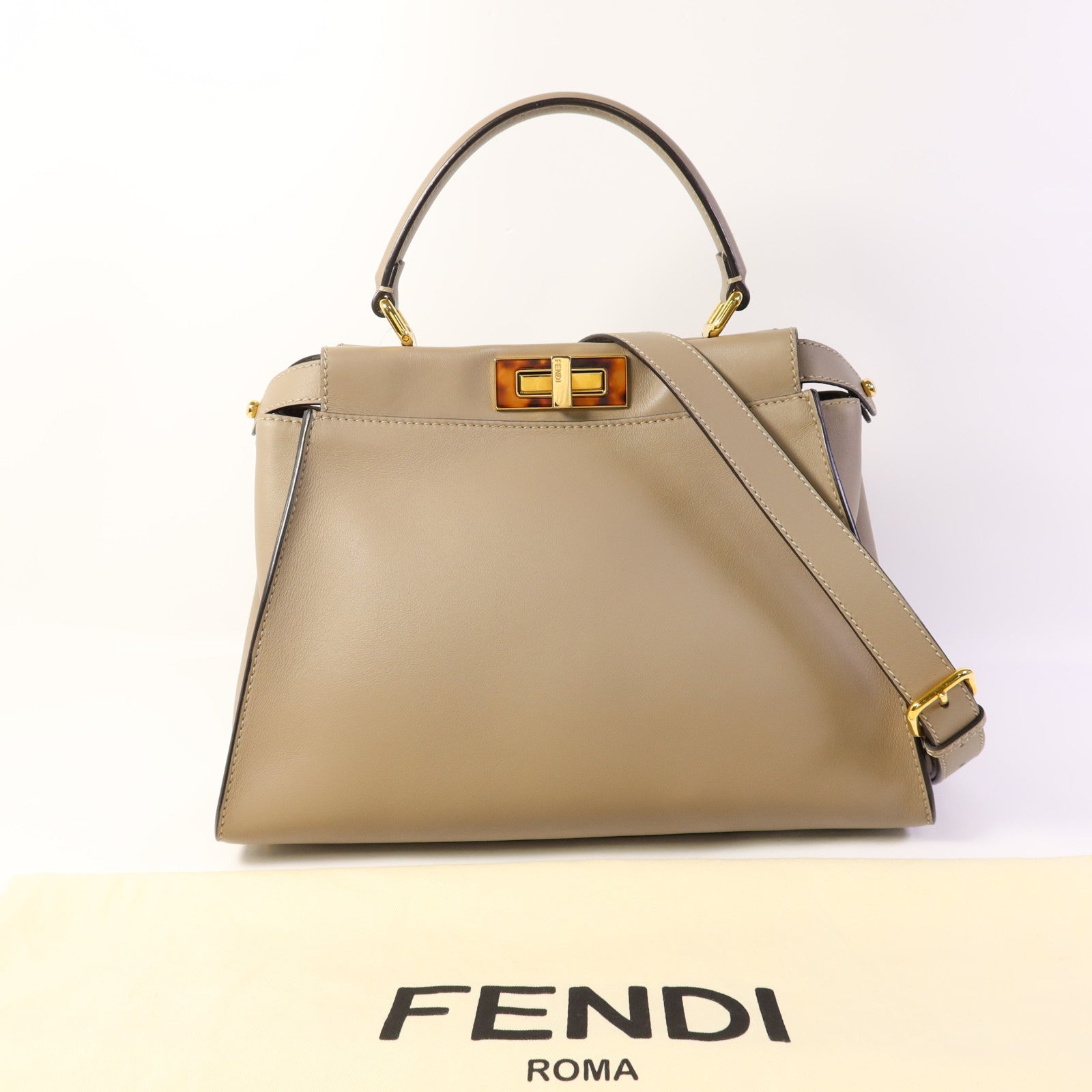 FENDI 牛皮皮革Peekaboo金扣手挽肩背兩用袋
