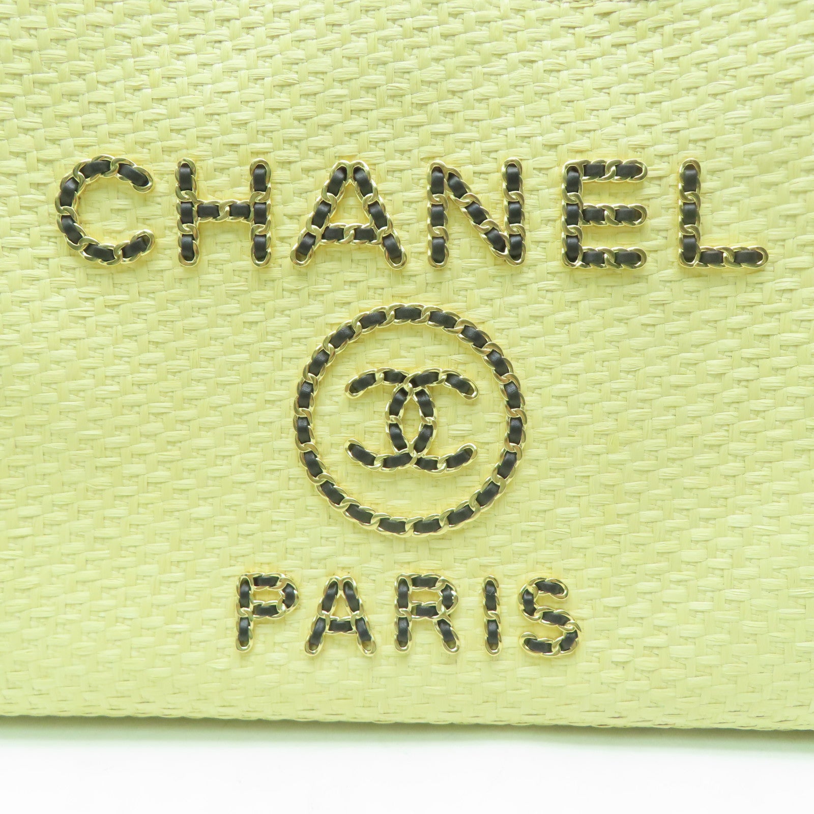 CHANEL 【激減優惠】斜紋軟呢Chanel Deauville金扣鏈帶肩背袋米色