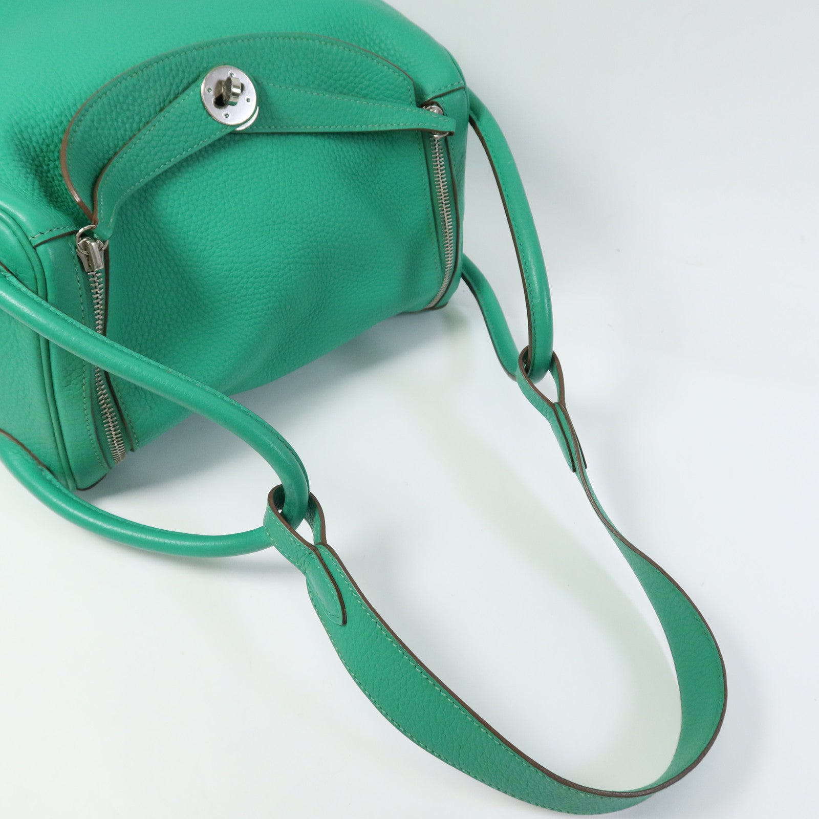 HERMES Clemence皮革Lindy 30銀扣手挽肩背兩用袋Bamboo