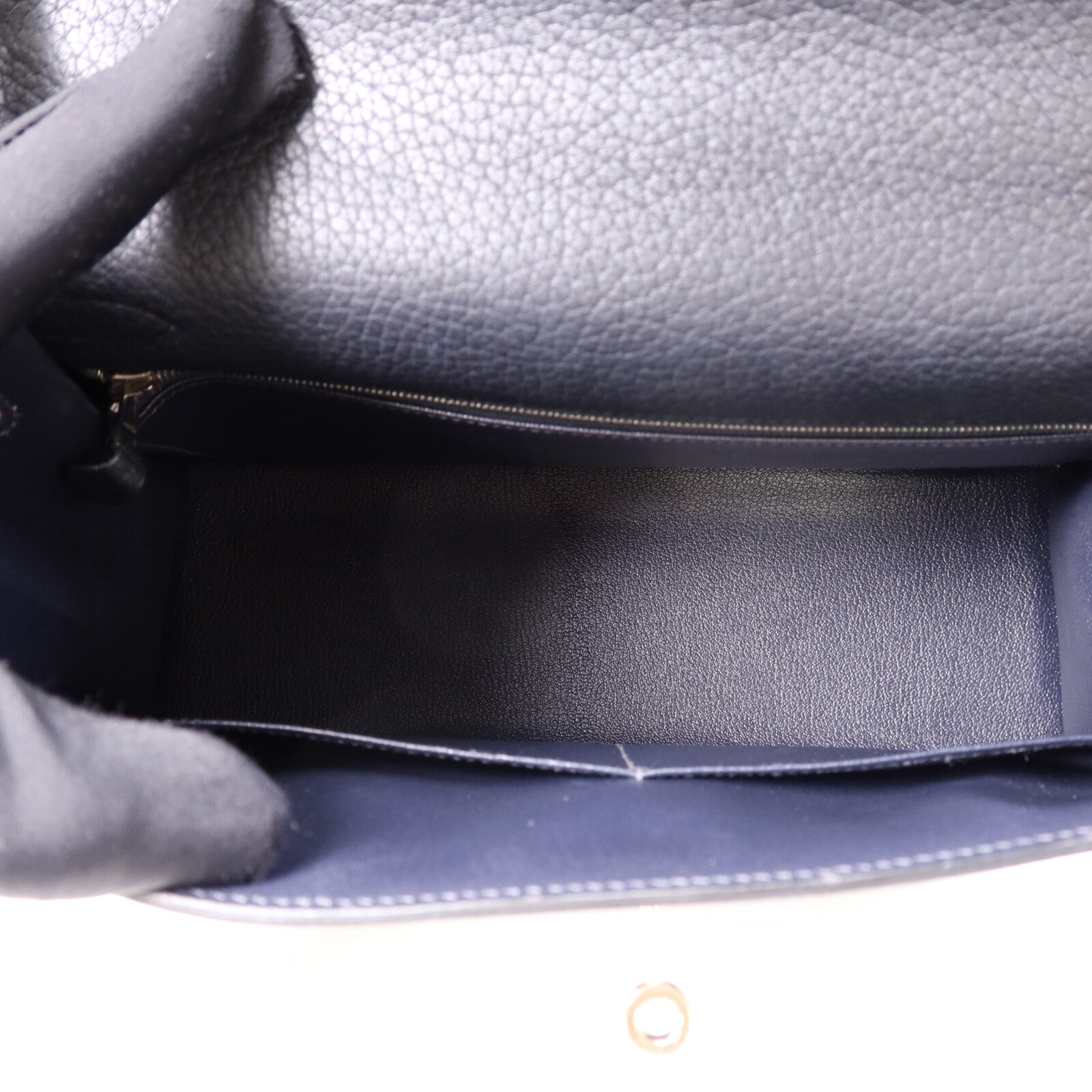 HERMES Fjord皮革Kelly 32銀扣手挽肩背兩用袋Navy