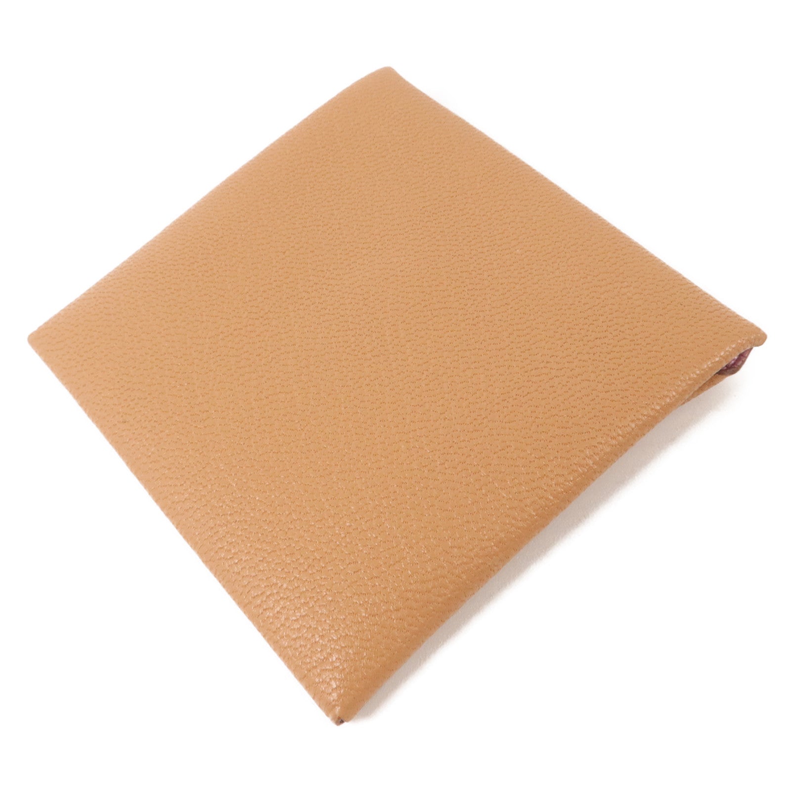 HERMES Chevre皮革/Mysore皮革Bastia零錢包Quebracho/Mauve Sylvestre