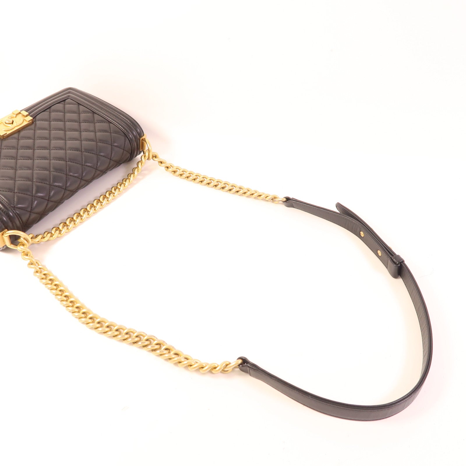 CHANEL 【激減優惠】羊皮皮革Boy 25金扣鏈帶肩背袋