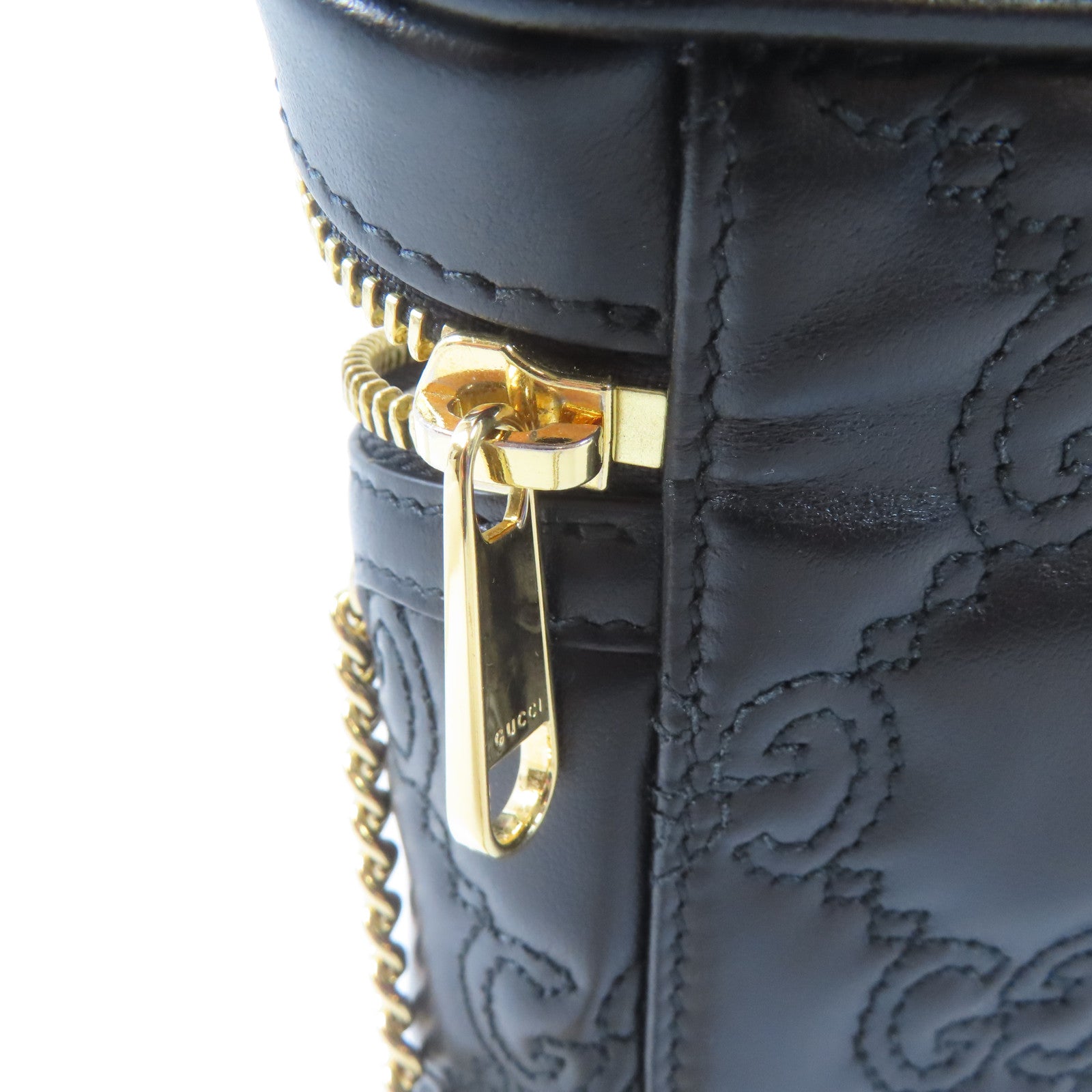 GUCCI 牛皮皮革GG Matelasse Top Handle Mini Bag金扣手挽肩背兩用袋黑色