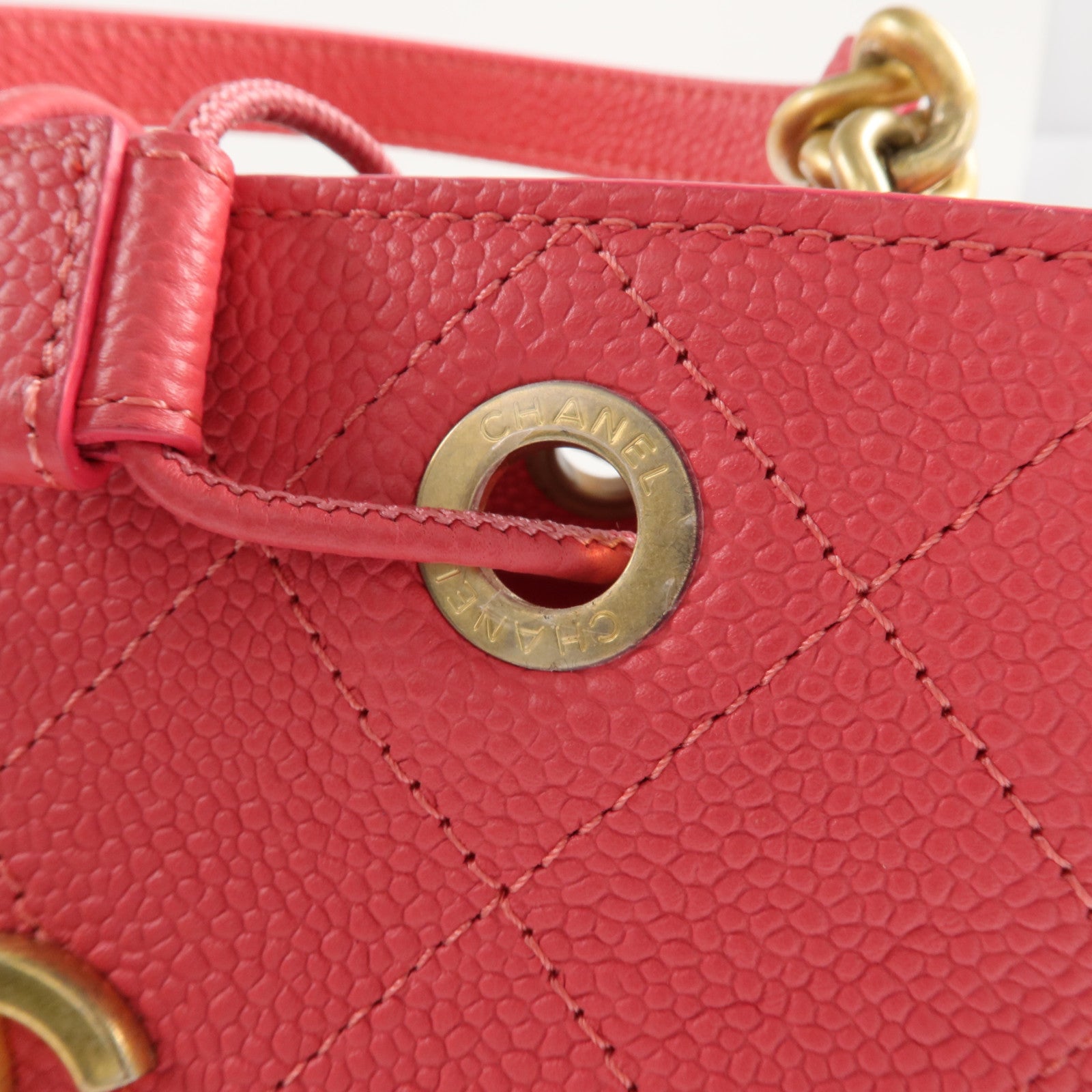 CHANEL 【激減優惠】牛皮皮革Bolsa CC Drawstring金扣手挽肩背兩用袋